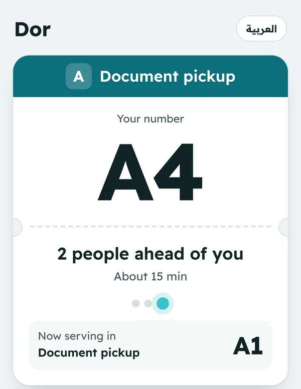 Dor ticket on a phone: your number, the service and how many are ahead
